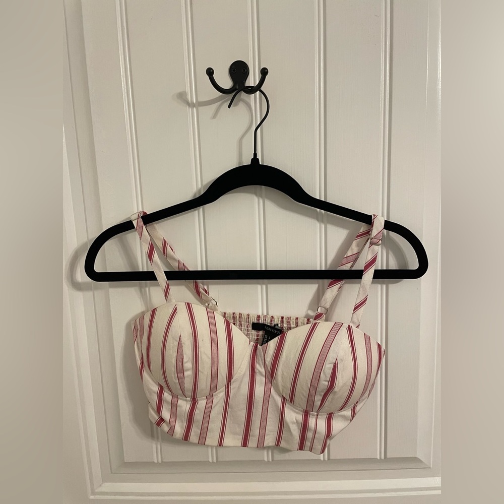 Forever 21 Striped Cropped Bralette Tank Size Small